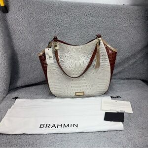 Brahmin Thelma Leather Shoulder Bag Toasted Macaroon Durance With Dustbag